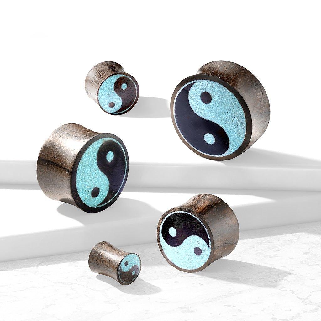 Body Jewelry - Yin Yang Turquoise And Sono Wood Plug