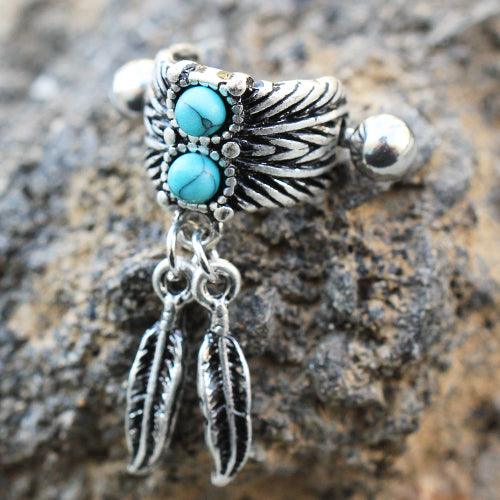 Turquoise Feather Cartilage Cuff: The Must-Have Jewelry Trend of the Year - My Body Piercing Jewellery