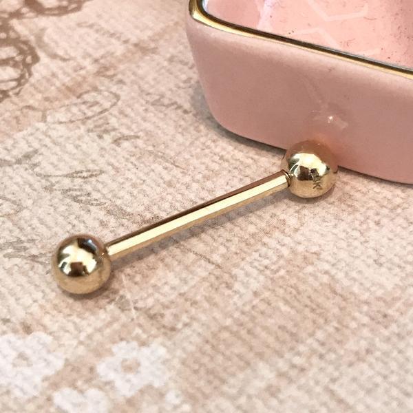 14kt Gold Barbell 14G