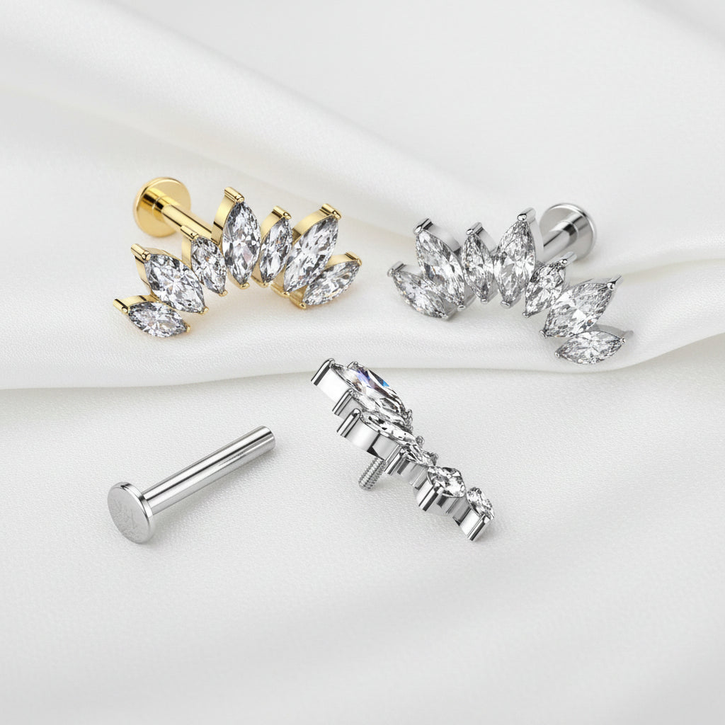 14kt Gold Gem Crown Labret