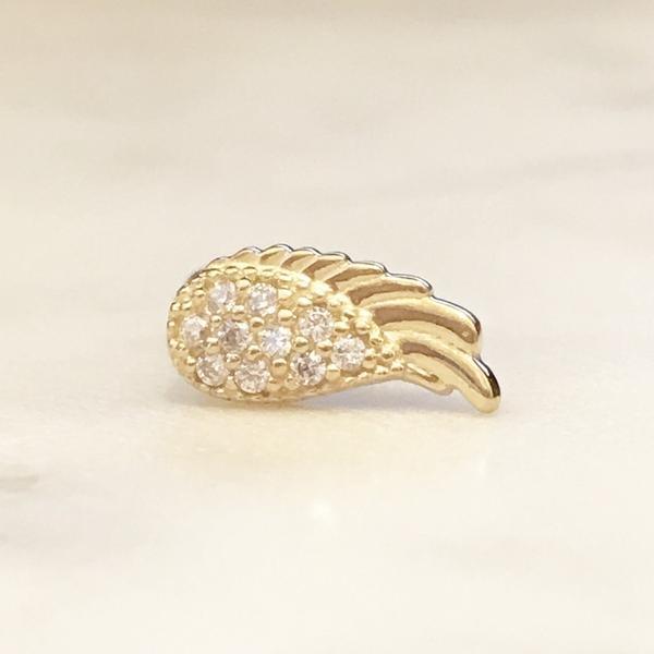 14kt Gold Angel Wing Cartilage Bar 16G 6mm-My Body Piercing Jewellery
