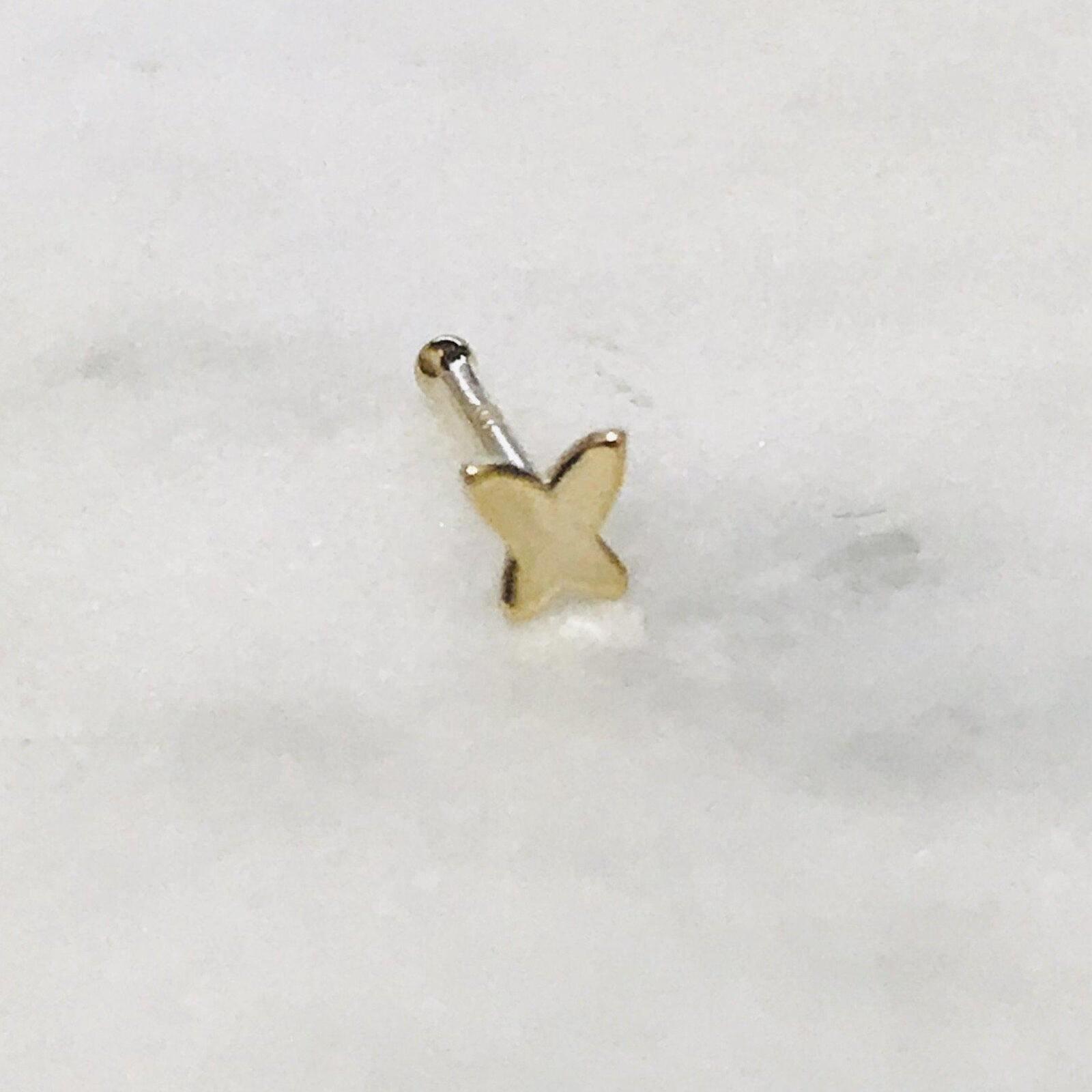 14kt Gold Butterfly Nose Bone 20G-My Body Piercing Jewellery