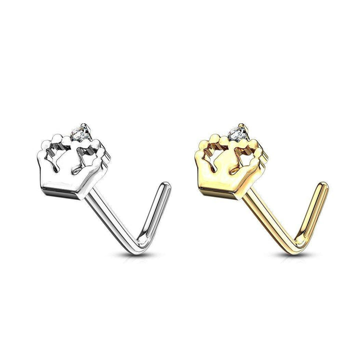 14kt Gold Crown Nose L Bend 20G-My Body Piercing Jewellery