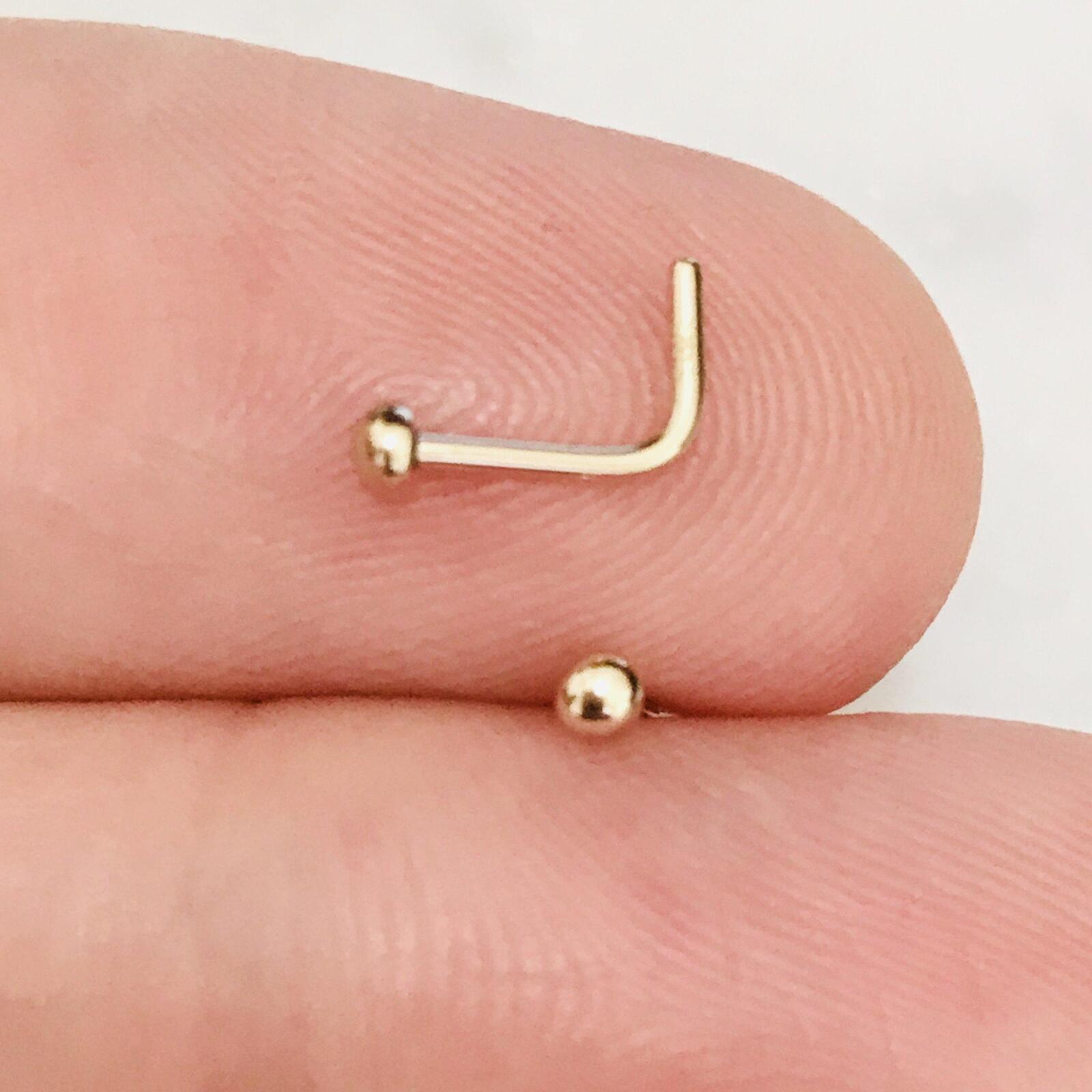 14kt Gold Dome Nose L Bend 20G-My Body Piercing Jewellery