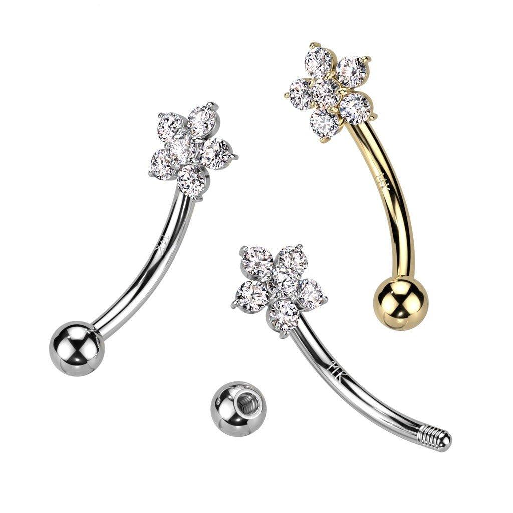 14kt Gold Flower Curve 16G 8mm-My Body Piercing Jewellery