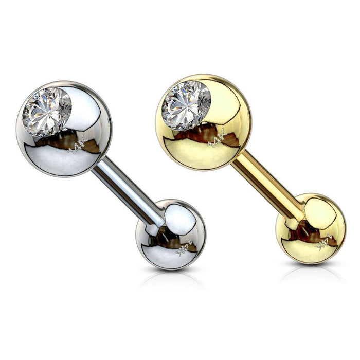 14kt Gold Gem Ball Cartilage Bar 16G 6mm-My Body Piercing Jewellery