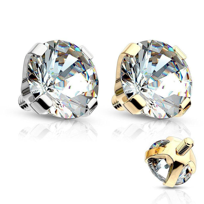 Body Jewelry Swarovski Dermal Tops 14kt Gold Gem Dermal Top