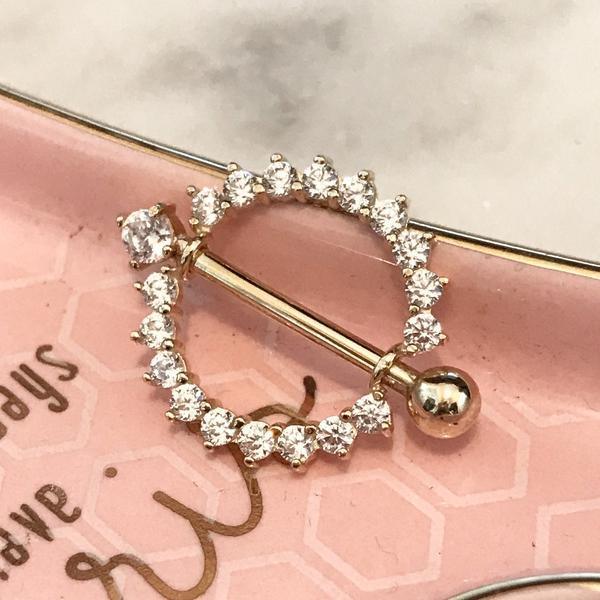 14kt Gold Gem Nipple Shield 14G-My Body Piercing Jewellery