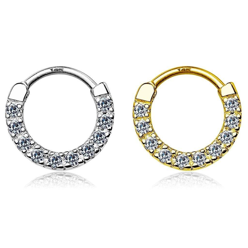 14kt Gold Gem Paved Septum Clicker 16G-My Body Piercing Jewellery