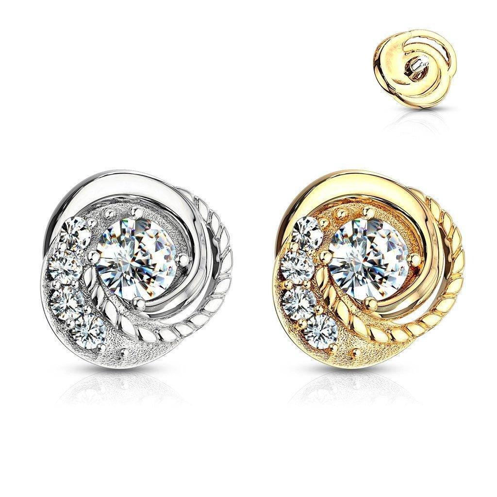 14kt Gold Gem Swirl Dermal Top 14G-My Body Piercing Jewellery