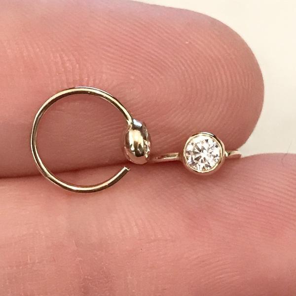 14kt Gold Gem Twist Ring 20G 8mm-My Body Piercing Jewellery