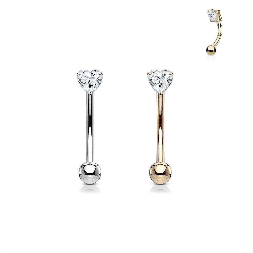 14kt Gold Heart Curve 16G 8mm-My Body Piercing Jewellery