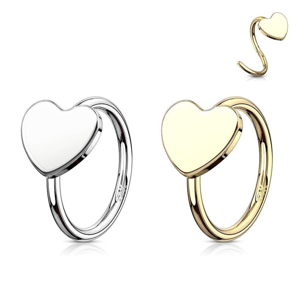 14kt Gold Heart Twist Ring 20G 8mm-My Body Piercing Jewellery