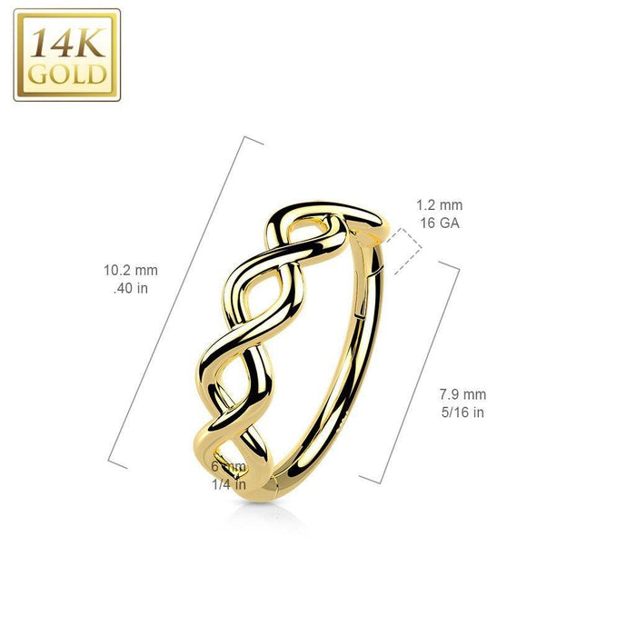 14kt Gold Infinity Hinged Ring 16G-My Body Piercing Jewellery