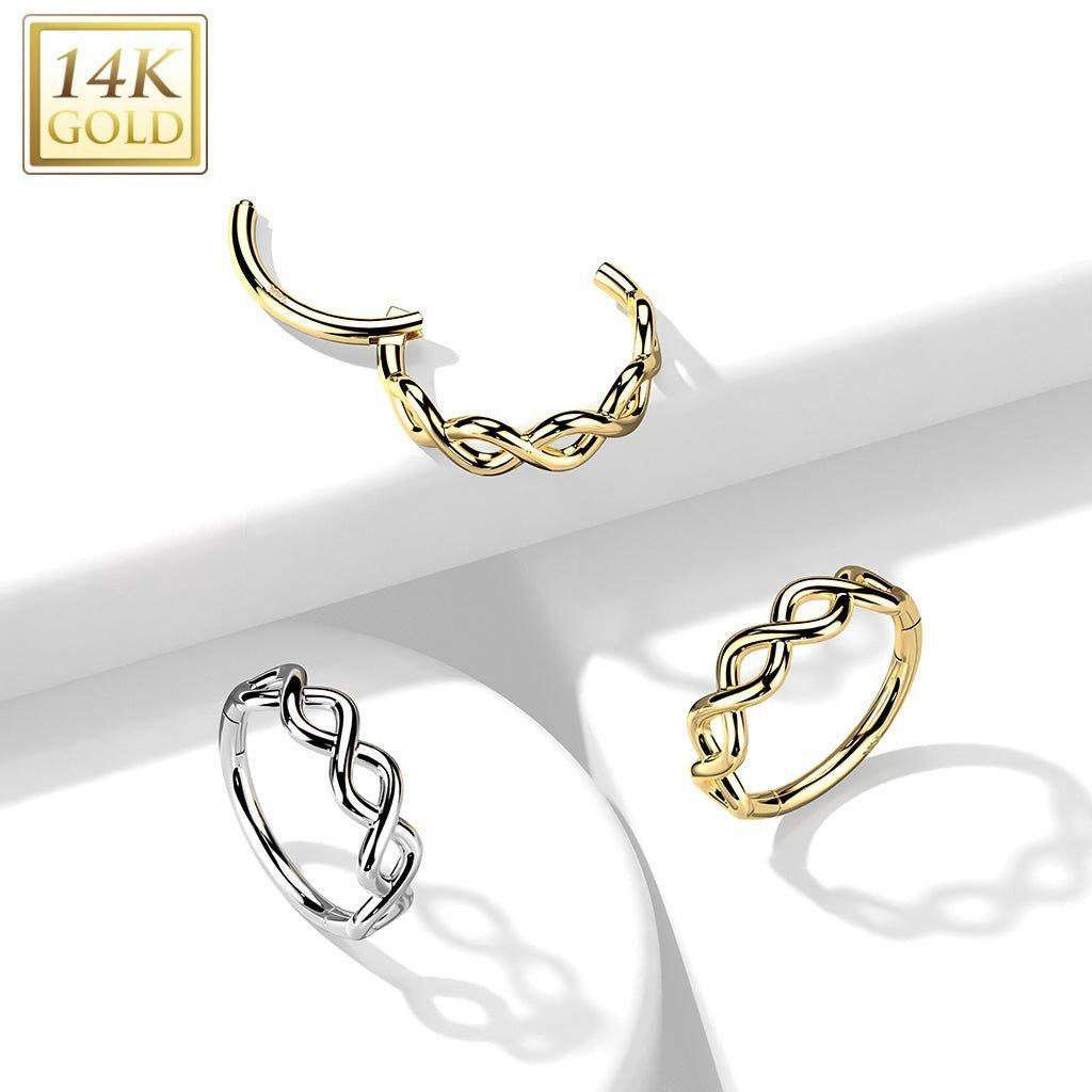 14kt Gold Infinity Hinged Ring 16G-My Body Piercing Jewellery