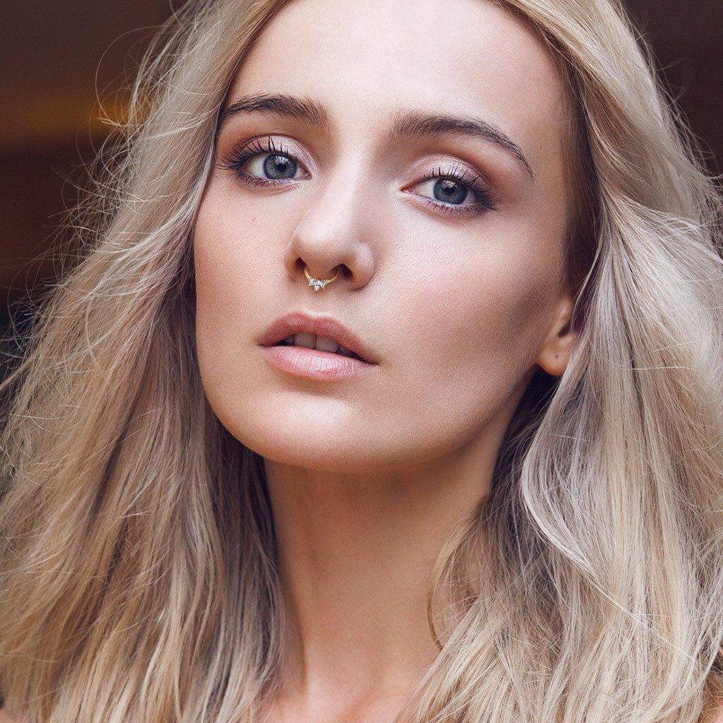 14kt Gold Marquise Gem Hinged Ring 16G-My Body Piercing Jewellery