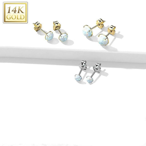 14kt Gold & Opal Martini Stud Earring PAIR-My Body Piercing Jewellery