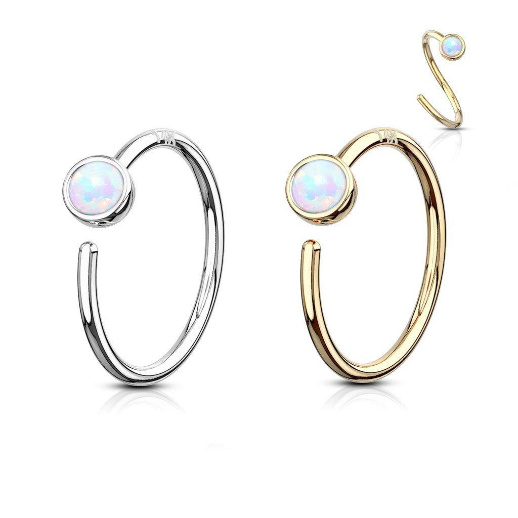14kt Gold Opal Ring 20G 8mm-My Body Piercing Jewellery