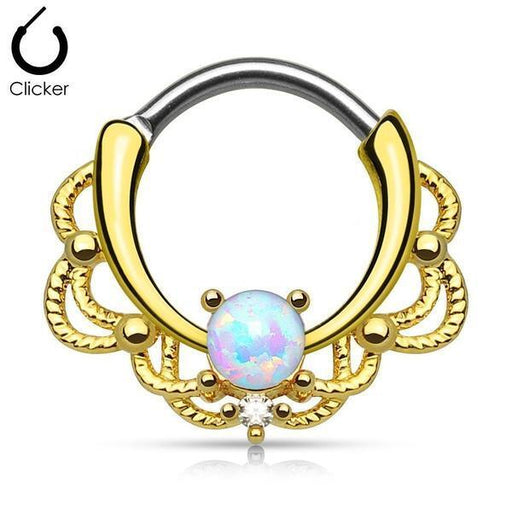 Filigree Opal Clicker Ring 16G-My Body Piercing Jewellery