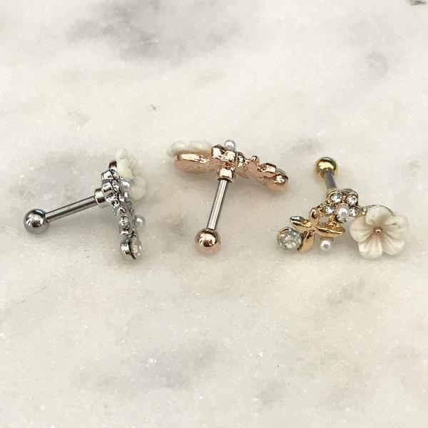 Flower Cluster Cartilage Bar 16G-My Body Piercing Jewellery