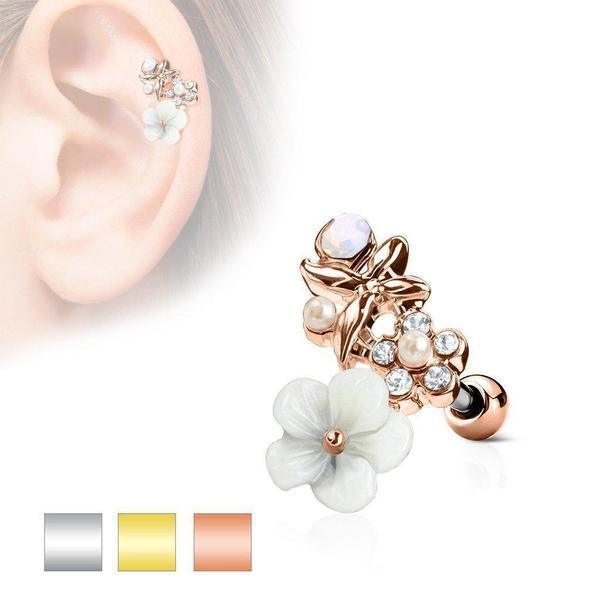 Flower Cluster Cartilage Bar 16G-My Body Piercing Jewellery
