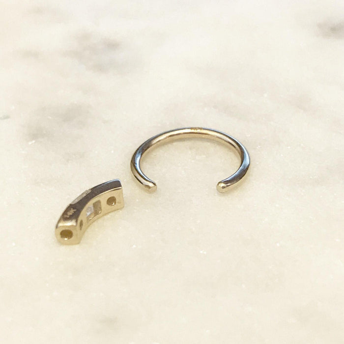 14kt Gold Princess Cut Captive Ring-My Body Piercing Jewellery