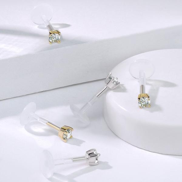 14kt Gold Prong Gem Bioflex Labret 16G-My Body Piercing Jewellery