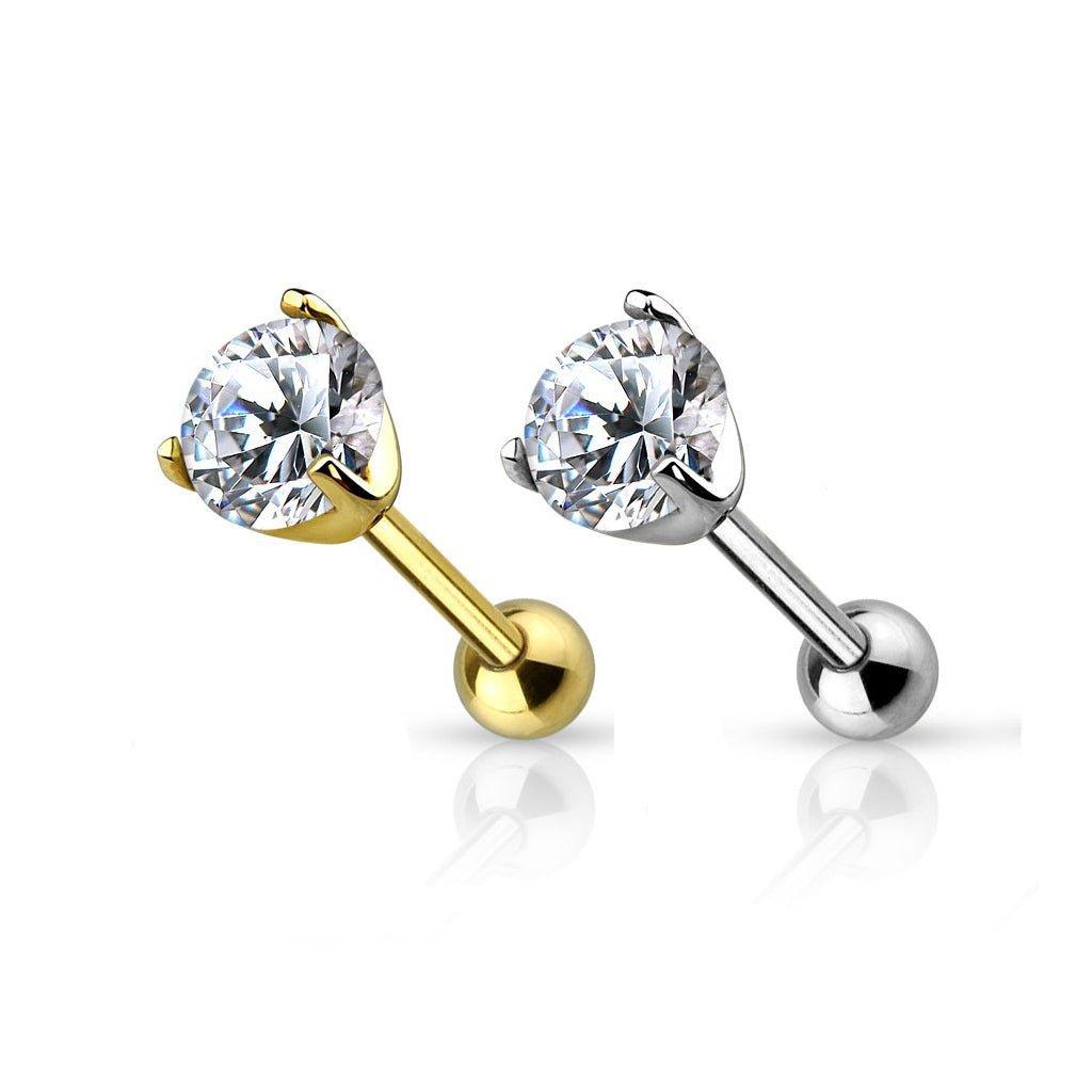 14kt Gold Gem Cartilage Bar 16G 6mm-My Body Piercing Jewellery