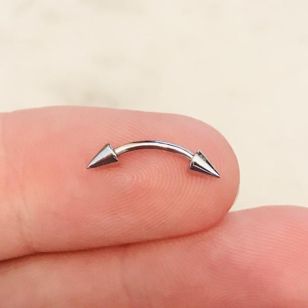 14kt Gold Spike Curve Bar 16G 8mm-My Body Piercing Jewellery