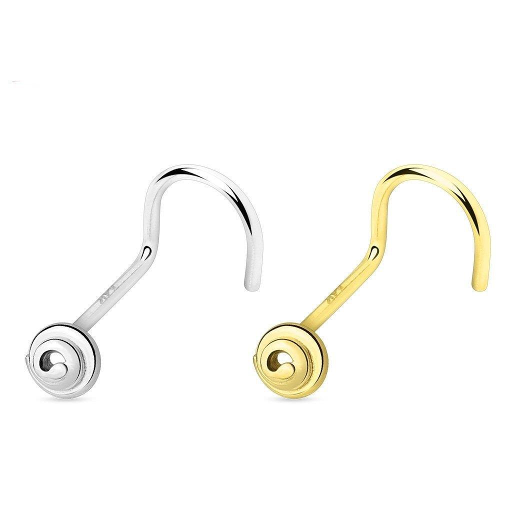 14kt Gold Spiral Nose Screw 20G-My Body Piercing Jewellery