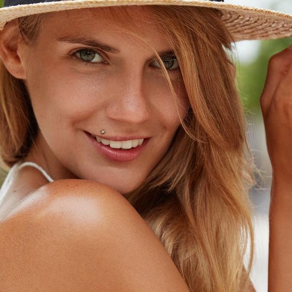 14kt Gold Star Gem Bioflex Labret 16G-My Body Piercing Jewellery