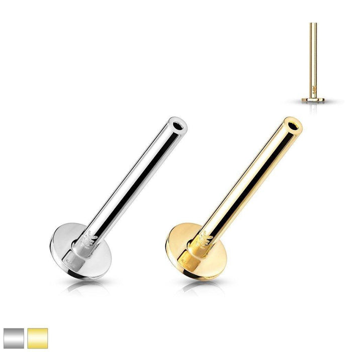14kt Gold Threadless Labret Bar — My Body Piercing Jewellery
