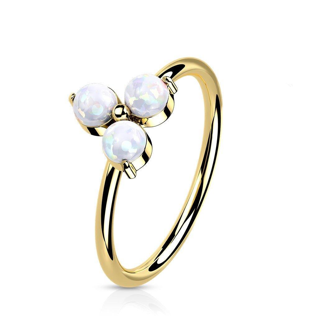 14kt Gold Tri Opal Twist Ring 20G 8mm-My Body Piercing Jewellery