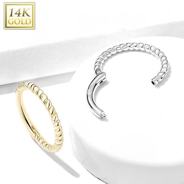14kt Gold Twisted Hinged Ring 16G-My Body Piercing Jewellery