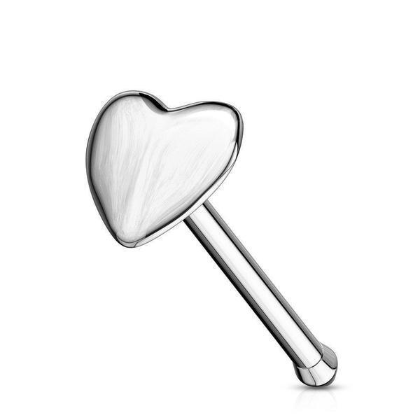14kt White Gold Heart Nose Bone 20G-My Body Piercing Jewellery