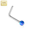 14kt White Gold Opal Ball Nose L Bend 20G-My Body Piercing Jewellery