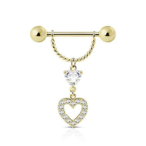 14kt Yellow Gold Heart Nipple Dangle 14G-My Body Piercing Jewellery