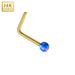 14kt Yellow Gold Opal Ball Nose L Bend 20G-My Body Piercing Jewellery