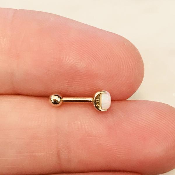 14kt Yellow Gold Opal Cartilage Bar 16G 6mm-My Body Piercing Jewellery