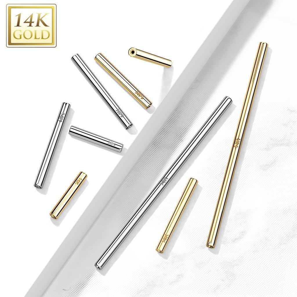 14kt Gold Threadless Barbell Bar 18G 16G 14G-My Body Piercing Jewellery