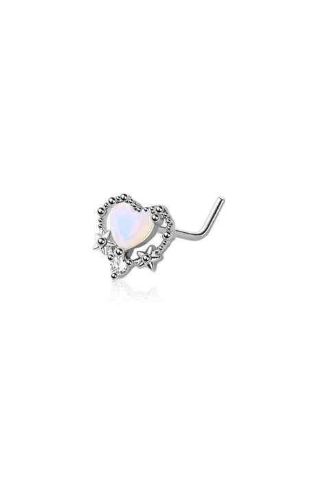 Opalite Heart Nose L Bend 20G-My Body Piercing Jewellery