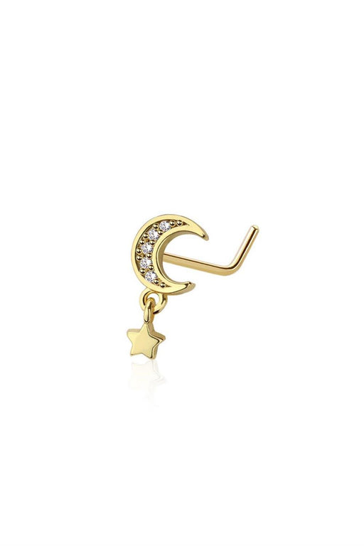 Crescent Star Nose L Bend 20G-My Body Piercing Jewellery