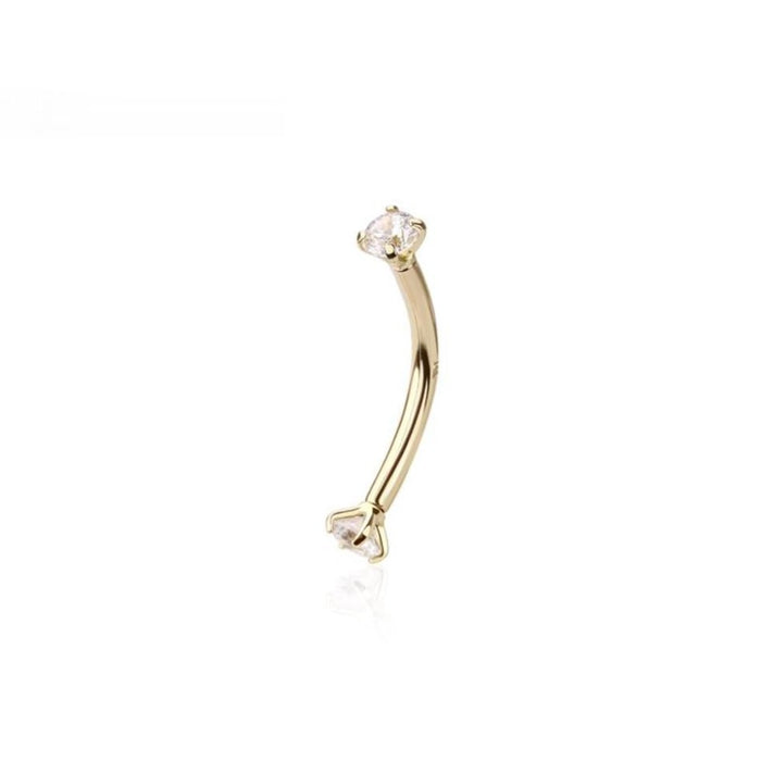 14kt Gold Prong Curve 16G 8mm