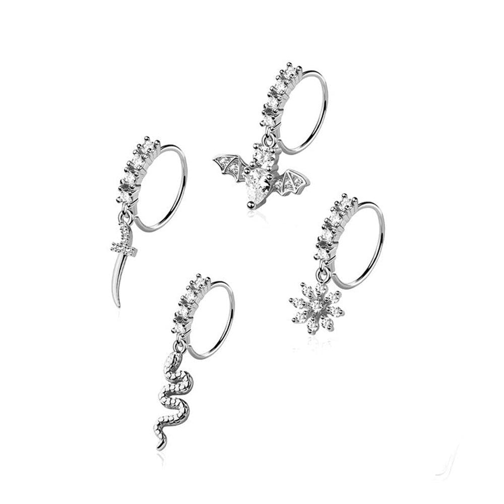 4pc Nose Ring 20G Snake Bat Dagger