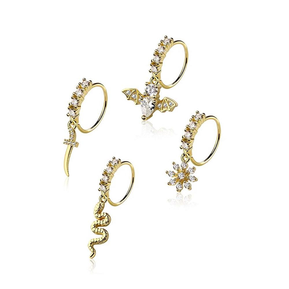 4pc Nose Ring 20G Snake Bat Dagger