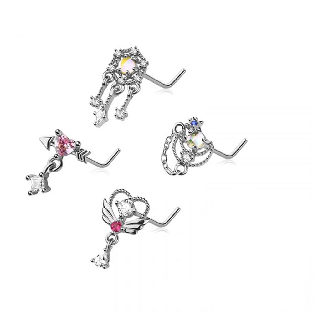 4pc Nose L Bend 20G Dreamcatcher & Hearts