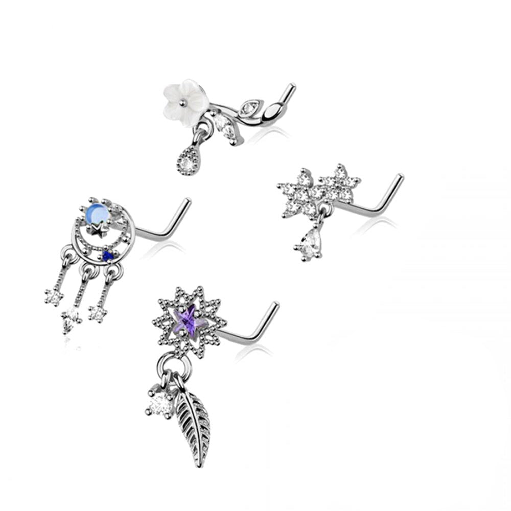 4pc Nose L Bend 20G Dreamcatcher & Stars