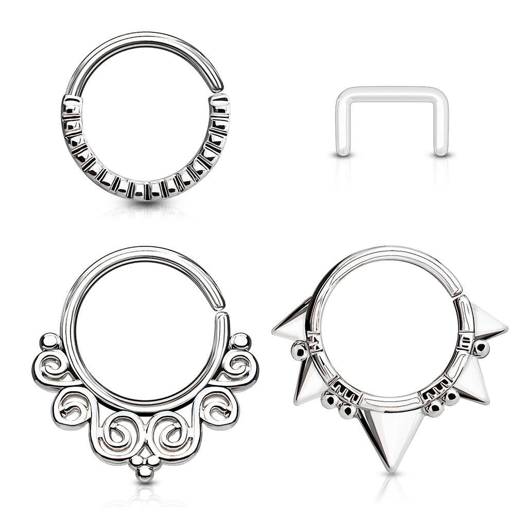 3pc Twist Rings and Retainer 16G (2)