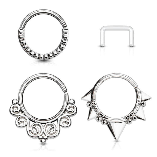 3pc Twist Rings and Retainer 16G (2)