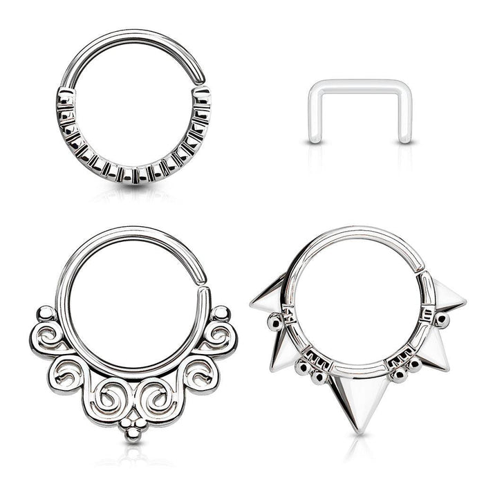 3pc Twist Rings and Retainer 16G (2)